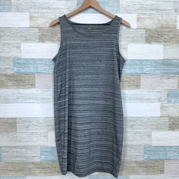 Dakini Athleisure Cut Out Back Dress Heather Gray Stretch Casual Womens Medium - Picture 1 of 6